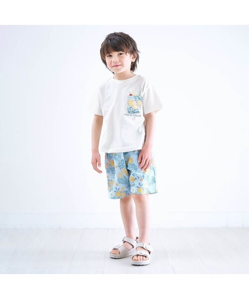 apres les cours(アプレレクール)の「トロピカルハーフパンツ 5分丈(その他パンツ・キッズ・サックスブルー/オレンジ・80/130/140/90/110/100/120)」の6枚目の写真