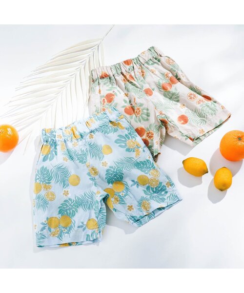 apres les cours(アプレレクール)の「トロピカルハーフパンツ 5分丈(その他パンツ・キッズ・サックスブルー/オレンジ・80/130/140/90/110/100/120)」の10枚目の写真