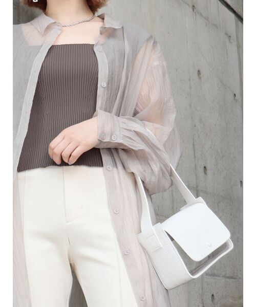 MURUA（ムルーア）の「クリアスクエアバッグ（ハンドバッグ・レディース・ホワイト/ブラック・FREE）」の4枚目の写真