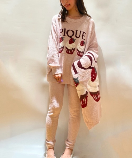 gelato pique（ジェラートピケ）の「モチーフジャガードレギンス（レギンス/スパッツ・レディース・オフホワイト/ピンク/ダークグレー・FREE）」の16枚目の写真