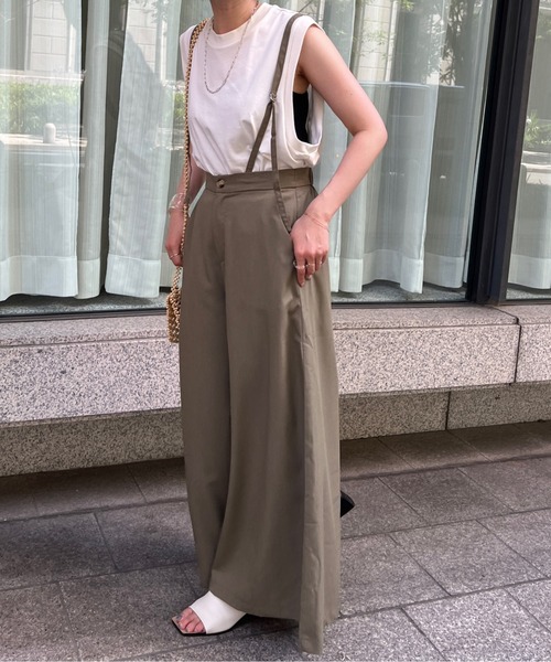 Chez toi(シェトワ)の「サス付ワイドパンツ(その他パンツ・レディース・ライトグレー/ブラック/カーキ・FREE)」の1枚目の写真