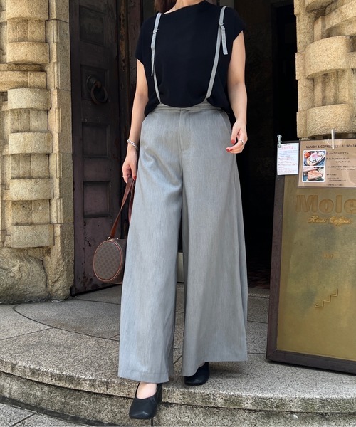 Chez toi(シェトワ)の「サス付ワイドパンツ(その他パンツ・レディース・ライトグレー/ブラック/カーキ・FREE)」の3枚目の写真
