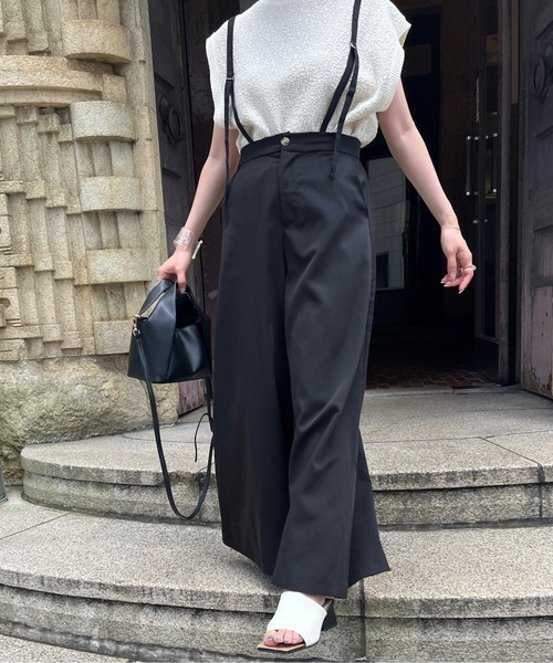 Chez toi(シェトワ)の「サス付ワイドパンツ(その他パンツ・レディース・ライトグレー/ブラック/カーキ・FREE)」の2枚目の写真