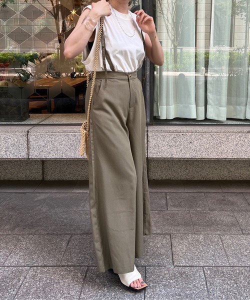 Chez toi(シェトワ)の「サス付ワイドパンツ(その他パンツ・レディース・ライトグレー/ブラック/カーキ・FREE)」の14枚目の写真