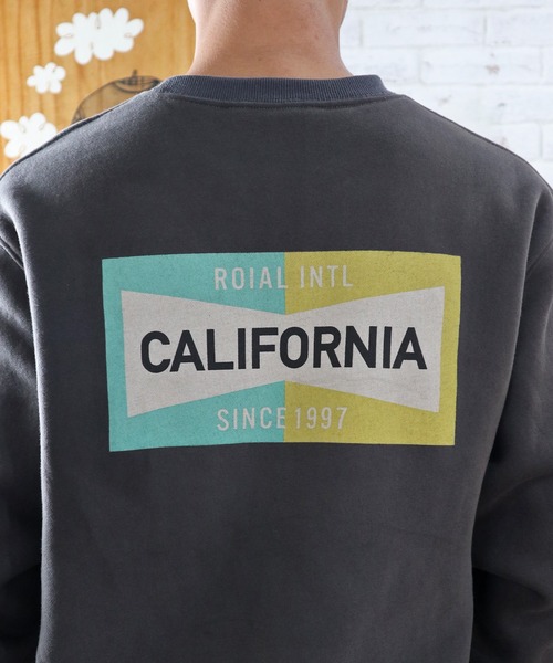 ROIAL/ロイアル ワイドスウェット バックプリント/ワンポイント クルーネックトレーナー/裏起毛 R223MFL03