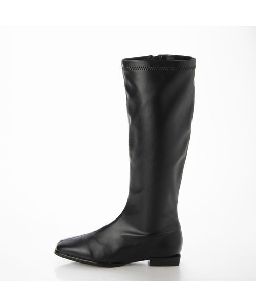 Fin（フィン）の「ストレッチフラットロングブーツ【低反発スポンジ入り】（ブーツ・レディース・ブラック・23cm/23.5cm/24cm/24.5cm）」の2枚目の写真