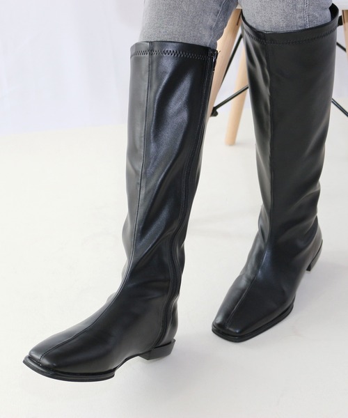 Fin（フィン）の「ストレッチフラットロングブーツ【低反発スポンジ入り】（ブーツ・レディース・ブラック・23cm/23.5cm/24cm/24.5cm）」の9枚目の写真