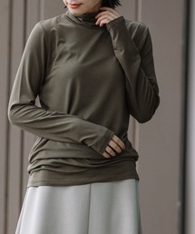 ストレッチレーヨンジャージタートルネックプルオーバー