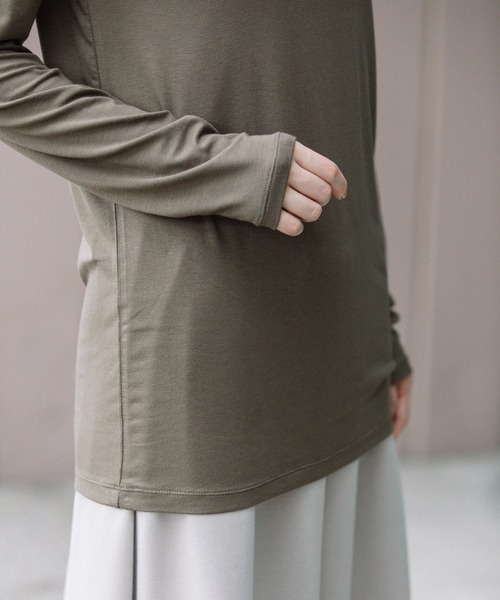 Munich（ミューニック）の「ストレッチレーヨンジャージタートルネックプルオーバー（Tシャツ/カットソー・レディース・ホワイト/ブラック/ベージュ/カーキ・FREE）」の11枚目の写真