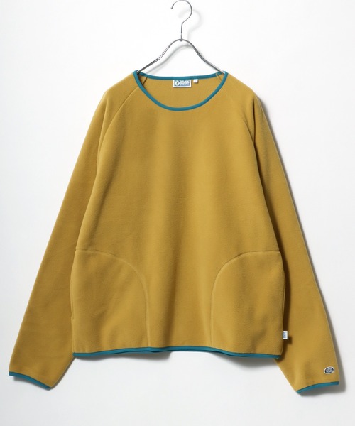DISCUS（ディスカス）の「DISCUS/ディスカス オーバーサイズ ワンポイントロゴ刺繍 フリース スウェットトレーナー（スウェット・レディース・マスタード/オートミール/グリーン/オフホワイト/サックスブルー/ブラック・M/L/XL）」の14枚目の写真