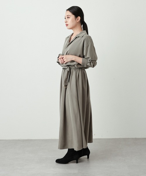 OUVRAGE CLASSE（ウヴラージュクラス）の「ベルト付きスキッパーワンピース（ワンピース・レディース・カーキ/ブラック・FREE）」の5枚目の写真