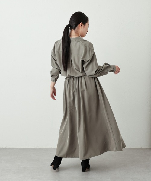 OUVRAGE CLASSE（ウヴラージュクラス）の「ベルト付きスキッパーワンピース（ワンピース・レディース・カーキ/ブラック・FREE）」の7枚目の写真