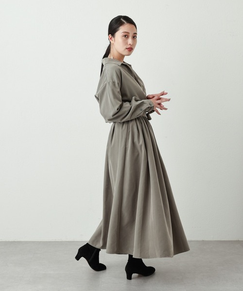 OUVRAGE CLASSE（ウヴラージュクラス）の「ベルト付きスキッパーワンピース（ワンピース・レディース・カーキ/ブラック・FREE）」の8枚目の写真