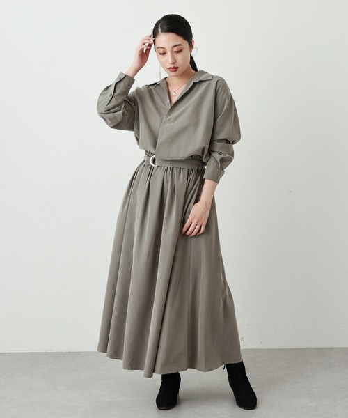 OUVRAGE CLASSE（ウヴラージュクラス）の「ベルト付きスキッパーワンピース（ワンピース・レディース・カーキ/ブラック・FREE）」の18枚目の写真