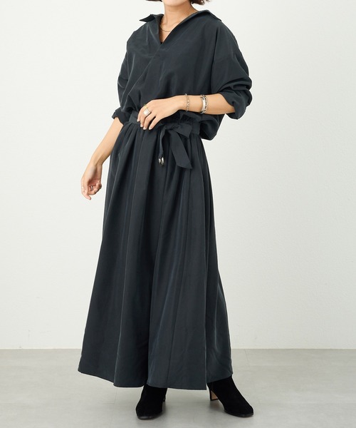 OUVRAGE CLASSE（ウヴラージュクラス）の「ベルト付きスキッパーワンピース（ワンピース・レディース・カーキ/ブラック・FREE）」の20枚目の写真