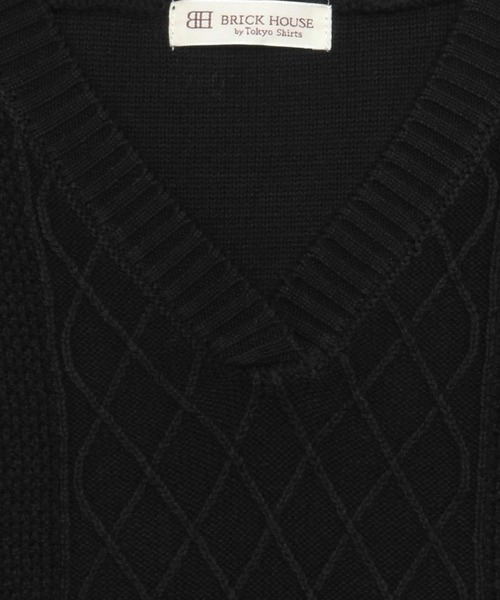 TOKYO SHIRTS（トウキョウシャツ）の「Vネック ベーシック ニットベスト（ベスト・レディース・ブラック/ダークグリーン/ダークオレンジ・LL/M/L）」の6枚目の写真