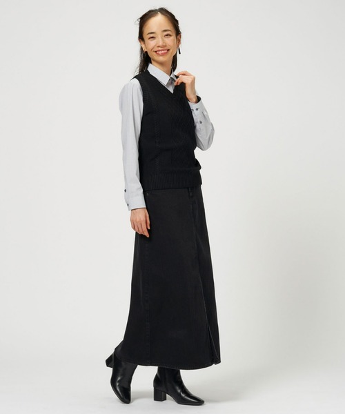 TOKYO SHIRTS（トウキョウシャツ）の「Vネック ベーシック ニットベスト（ベスト・レディース・ブラック/ダークグリーン/ダークオレンジ・LL/M/L）」の10枚目の写真