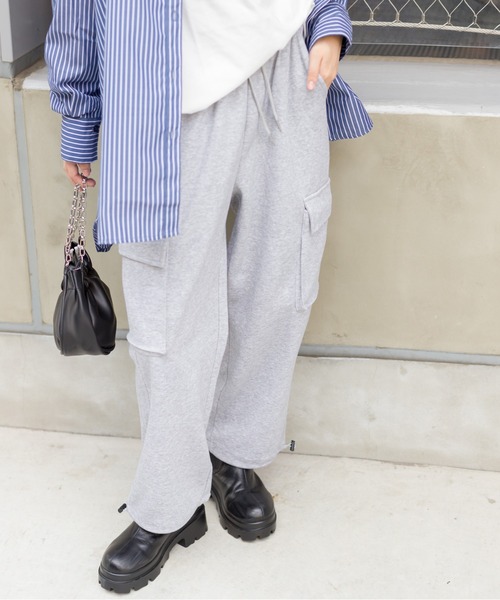 SpRay(スプレイ)の「スウェットカーゴパンツ(カーゴパンツ・レディース・ブラック/グレー・FREE)」の19枚目の写真
