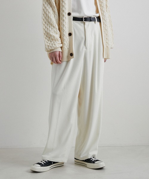 JUNRED（ジュンレッド）の「トリコットコールワイドタックパンツ（その他パンツ・メンズ・ホワイト/ベージュ/グリーン・S/M/L）」の4枚目の写真