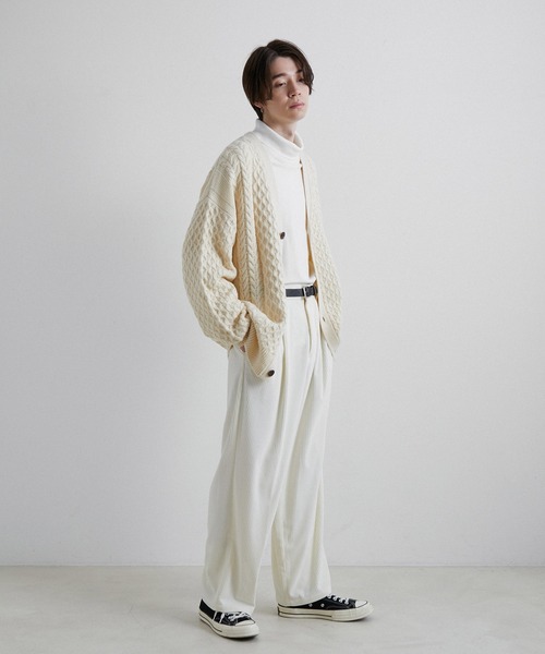 JUNRED（ジュンレッド）の「トリコットコールワイドタックパンツ（その他パンツ・メンズ・ホワイト/ベージュ/グリーン・S/M/L）」の12枚目の写真