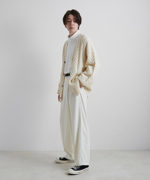 JUNRED（ジュンレッド）の「トリコットコールワイドタックパンツ（その他パンツ・メンズ・ホワイト/ベージュ/グリーン・S/M/L）」の13枚目の写真