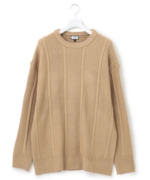 J.PRESS YORK STREET(ジェイプレスヨークストリート)の「【UNISEX】ケーブルプルオーバー ニット(ニット/セーター・メンズ・ライトグレー系/ベージュ系/グレー系/アイボリー系・MEDIUM/LARGE/SMALL)」の3枚目の写真