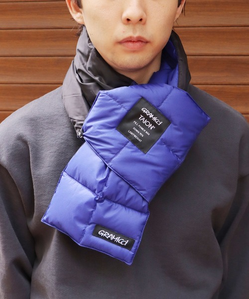 Gramicci（グラミチ）の「GRAMICCI×TAION/グラミチ×タイオン DOWN SCARF ダウンマフラー（マフラー・メンズ・パープル/カモフラージュ/オリーブ/ベージュ/ブラック・FREE）」の5枚目の写真