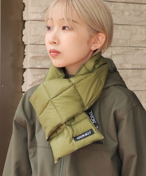 Gramicci（グラミチ）の「GRAMICCI×TAION/グラミチ×タイオン DOWN SCARF ダウンマフラー（マフラー・メンズ・パープル/カモフラージュ/オリーブ/ベージュ/ブラック・FREE）」の13枚目の写真