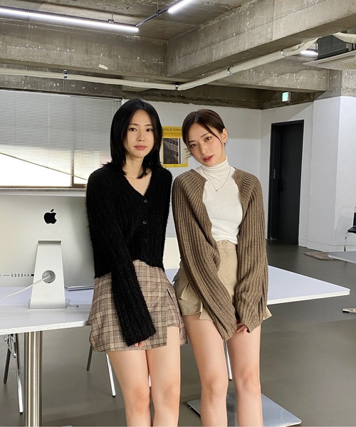 by muni:r(バイ ムニール)の「ソフトアンゴラ風カーディガン(ニット/セーター・レディース・カーキ/ピンク/アイボリー/ブラック/スカイブルー・FREE)」の8枚目の写真
