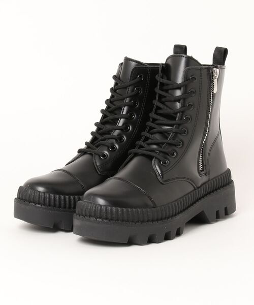 Burner(バーナー)の「【OKUOKU 0909】サイドジップ レースアップブーツ oku-shoes-657905672682-46.(ブーツ・レディース・A・41/42/43)」の1枚目の写真