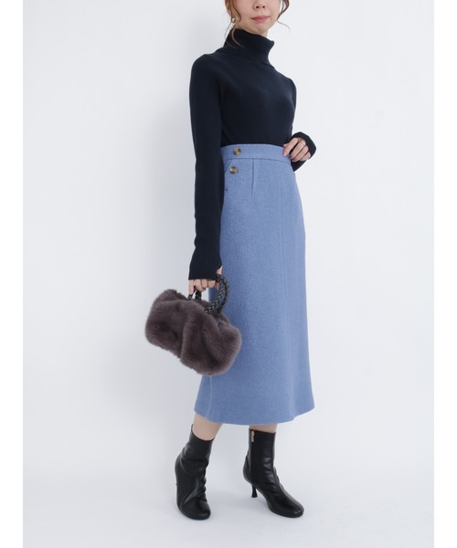 Te chichi(テチチ)の「圧縮ウールブークレタイトスカート(スカート・レディース・ブルー/チャコール/イエロー・SMALL/MEDIUM)」の7枚目の写真