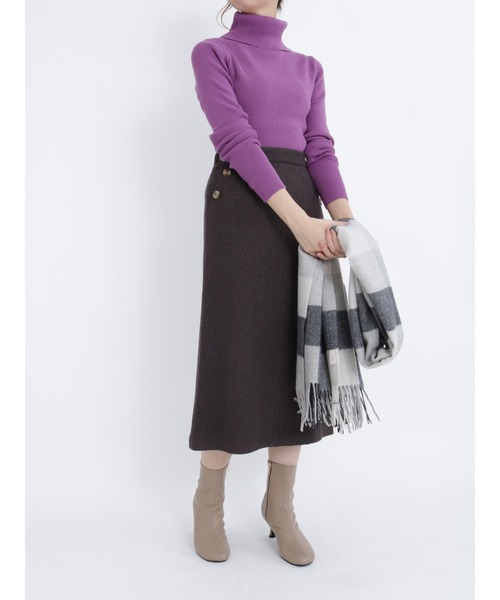 Te chichi(テチチ)の「圧縮ウールブークレタイトスカート(スカート・レディース・ブルー/チャコール/イエロー・SMALL/MEDIUM)」の9枚目の写真