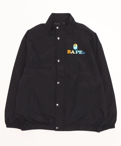A BATHING APE(アベイシングエイプ)の「BAPE LOGO EMBROIDERY OVERSIZED JACKET L(ナイロンジャケット・レディース・ネイビー/ブラック・FREE)」の2枚目の写真