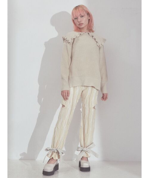 merry jenny(メリージェニー)の「bigカラーニットプルオーバー(ニット/セーター・レディース・アイボリー/チャコールグレー・FREE)」の8枚目の写真