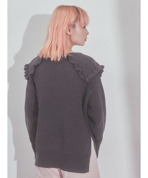 merry jenny(メリージェニー)の「bigカラーニットプルオーバー(ニット/セーター・レディース・アイボリー/チャコールグレー・FREE)」の14枚目の写真