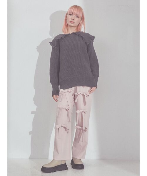 merry jenny(メリージェニー)の「bigカラーニットプルオーバー(ニット/セーター・レディース・アイボリー/チャコールグレー・FREE)」の16枚目の写真