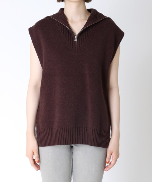 BAUM UND PFERDGARTEN(バウムウンドヘルガーデン)の「BAUM UND PFERDGARTEN / CHAVA(ニットハーフジップベスト)(ベスト・レディース・ブラウン・36)」の4枚目の写真