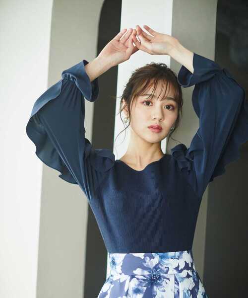 PROPORTION BODY DRESSING(プロポーションボディドレッシング)の「ラッフルスリーブニット / 1213170113(ニット/セーター・レディース・ブルー/ネイビー/ホワイト系その他・FREE)」の1枚目の写真