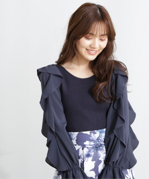 PROPORTION BODY DRESSING(プロポーションボディドレッシング)の「ラッフルスリーブニット / 1213170113(ニット/セーター・レディース・ブルー/ネイビー/ホワイト系その他・FREE)」の6枚目の写真