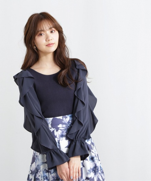 PROPORTION BODY DRESSING(プロポーションボディドレッシング)の「ラッフルスリーブニット / 1213170113(ニット/セーター・レディース・ブルー/ネイビー/ホワイト系その他・FREE)」の12枚目の写真