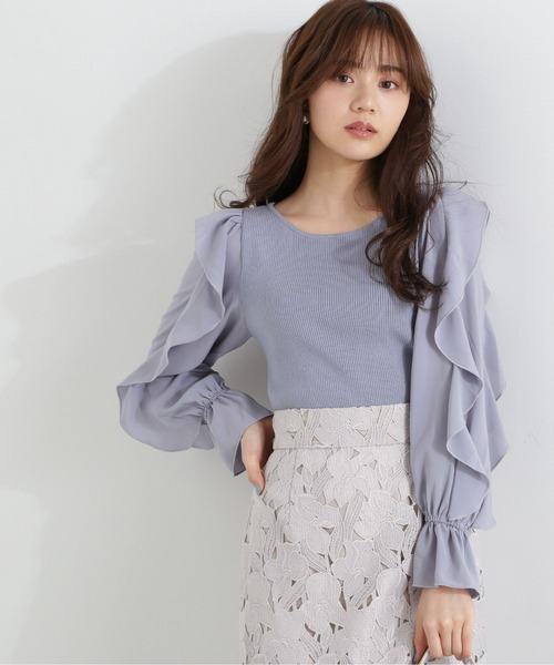 PROPORTION BODY DRESSING(プロポーションボディドレッシング)の「ラッフルスリーブニット / 1213170113(ニット/セーター・レディース・ブルー/ネイビー/ホワイト系その他・FREE)」の11枚目の写真