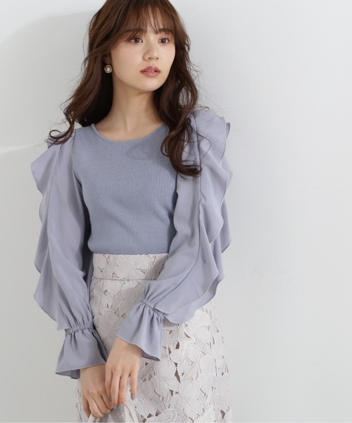 PROPORTION BODY DRESSING(プロポーションボディドレッシング)の「ラッフルスリーブニット / 1213170113(ニット/セーター・レディース・ブルー/ネイビー/ホワイト系その他・FREE)」の14枚目の写真