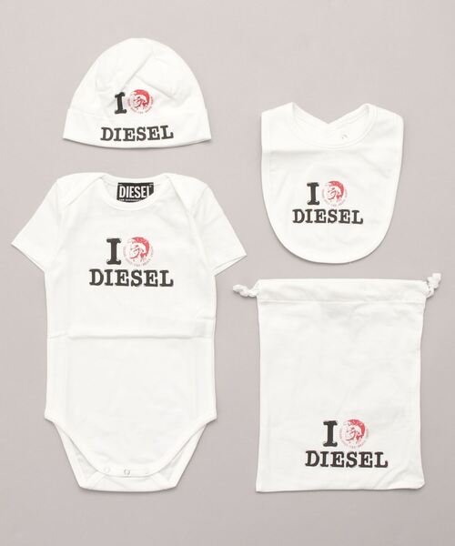 DIESEL ベビー服セット（ロンパース・帽子・スタイ）　ギフト DIESEL(ディーゼル)Baby ベビーギフトセット スタイ/ロンパース/帽子の