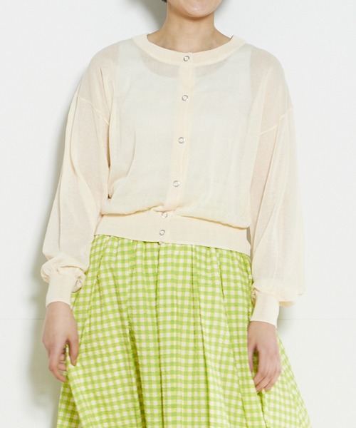 INED CLARO（イネドクラロ）の「2WAYスナップシアークルーカーディガン（カーディガン/ボレロ・レディース・ブラック/オフホワイト/ライトグリーン/オレンジ・フリー）」の2枚目の写真