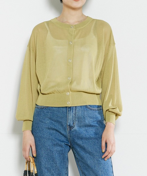 INED CLARO（イネドクラロ）の「2WAYスナップシアークルーカーディガン（カーディガン/ボレロ・レディース・ブラック/オフホワイト/ライトグリーン/オレンジ・フリー）」の4枚目の写真