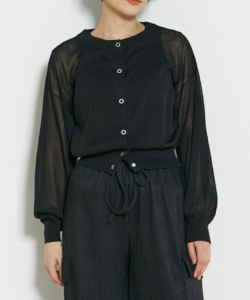 INED CLARO（イネドクラロ）の「2WAYスナップシアークルーカーディガン（カーディガン/ボレロ・レディース・ブラック/オフホワイト/ライトグリーン/オレンジ・フリー）」の3枚目の写真