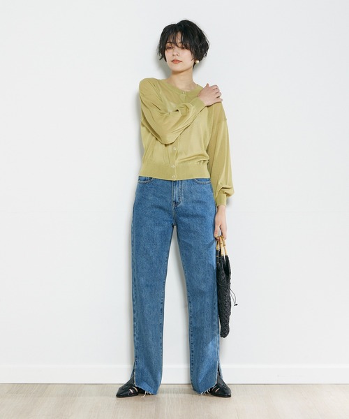 INED CLARO（イネドクラロ）の「2WAYスナップシアークルーカーディガン（カーディガン/ボレロ・レディース・ブラック/オフホワイト/ライトグリーン/オレンジ・フリー）」の5枚目の写真