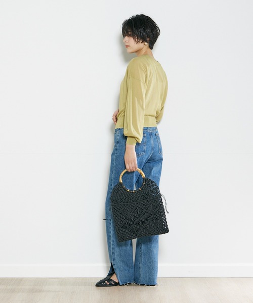 INED CLARO（イネドクラロ）の「2WAYスナップシアークルーカーディガン（カーディガン/ボレロ・レディース・ブラック/オフホワイト/ライトグリーン/オレンジ・フリー）」の7枚目の写真