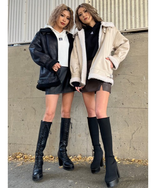 EGOIST（エゴイスト）の「フェイクレザー裏ボアムートンジャケット