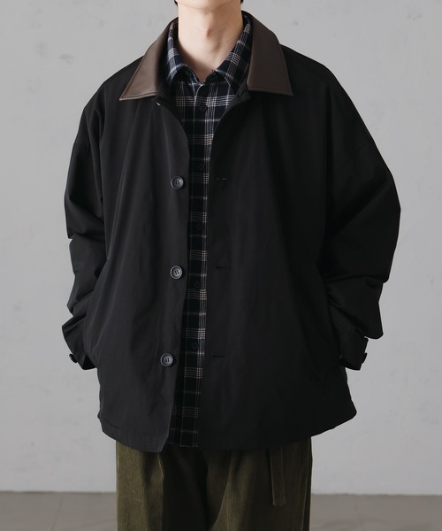 epnok（エプノック）の「Soutien Collor Half Coat/ステンカラーハーフコート（ステンカラーコート・メンズ・ブラック/ベージュ・MEDIUM/LARGE）」の2枚目の写真